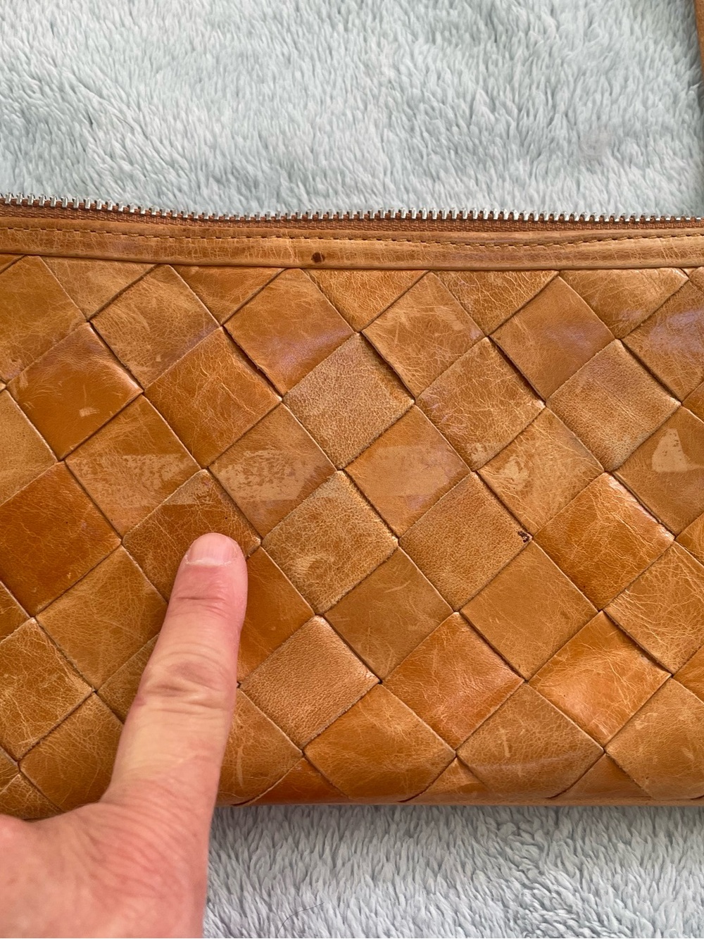 Latico Woven Leather Wristlet Clutch in Cognac Brown - Picture 6 of 9